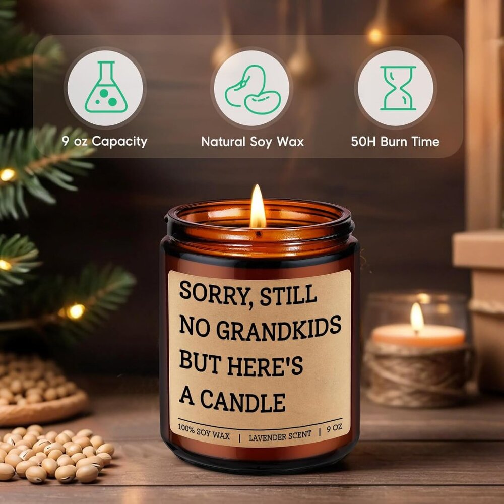 Candle - "Sorry No Grandkids But Here's a Candle" Lavender Scent - Picture 3 of 5